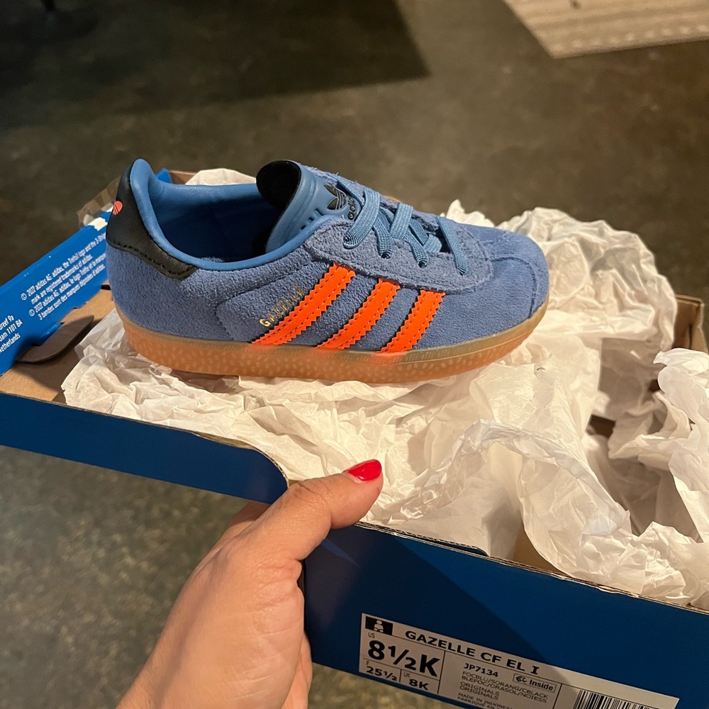 Adidas Kids Gazelle Blue and Orange Shoes